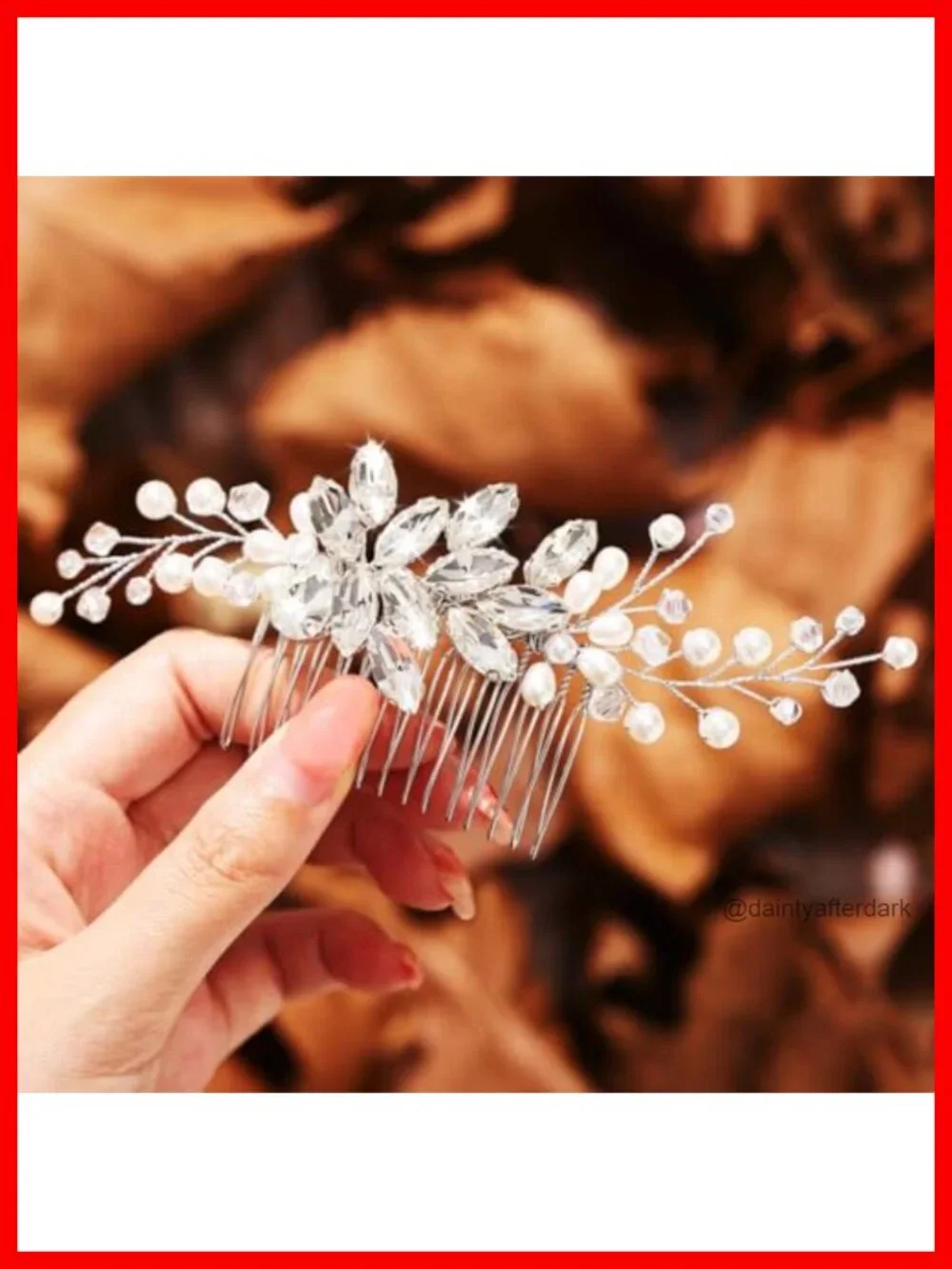 Wedding Hair Comb Rhinestones Pearl Hair Pieces Bridal Accessory